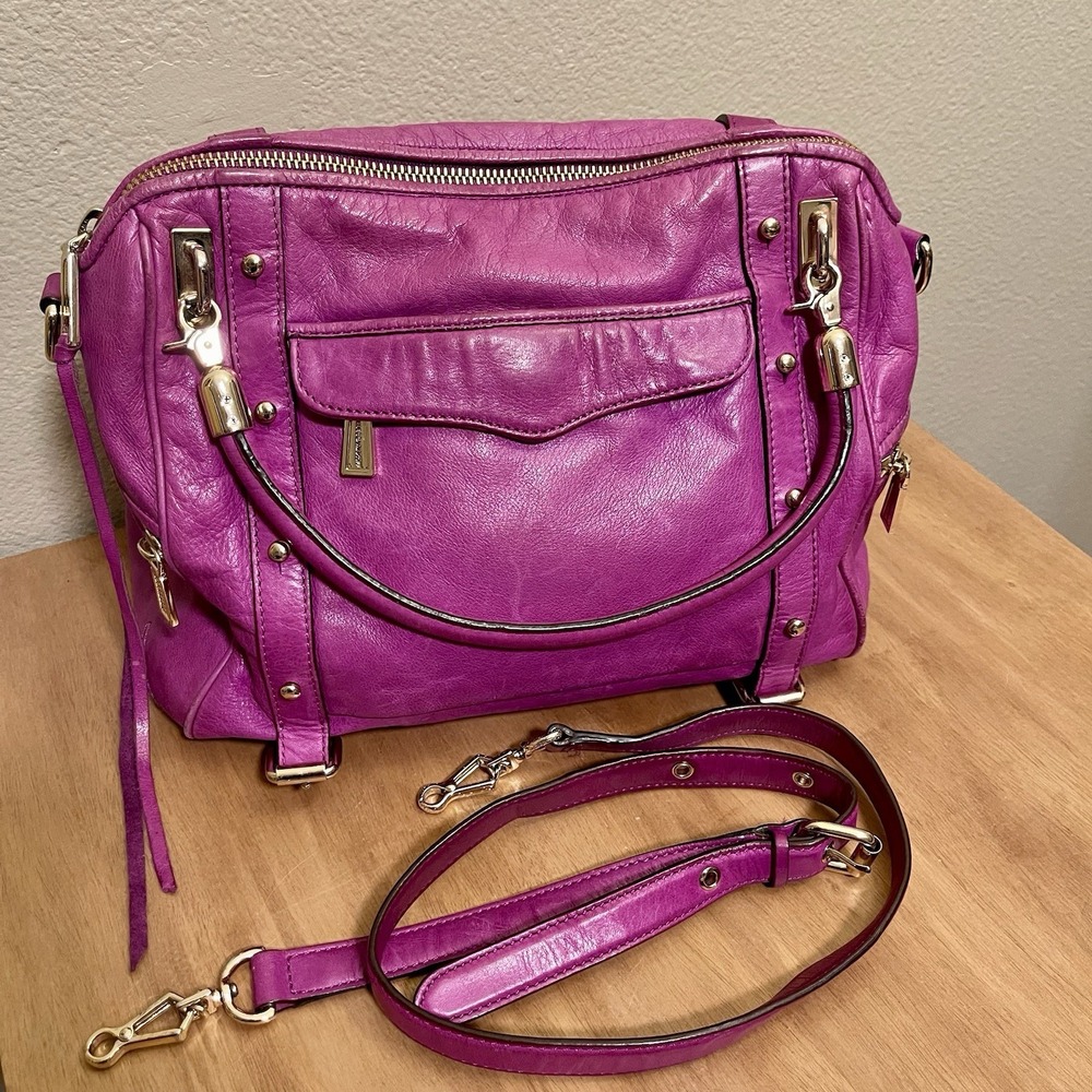 Rebecca Minkoff Fuchsia Pink Cupid Satchel Bag‎ Leather Crossbody Gold Hardware